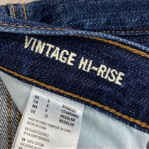 American Eagle Outfitters Vintage Hi Rise Button Fly Crop Jeans Blue 8 - Picture 9 of 13